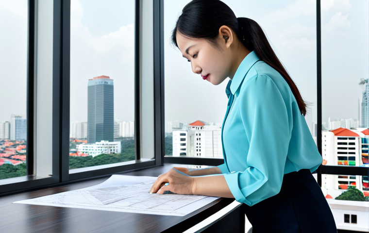 **

"A professional female architect, fully clothed in a modest, stylish office dress, reviewing blueprints on a large desk in a bright, modern Ho Chi Minh City office. Large windows overlook a cityscape featuring recognizable landmarks. Safe for work, appropriate content, perfect anatomy, natural proportions, professional, well-formed hands, proper finger count, family-friendly, high quality."

**